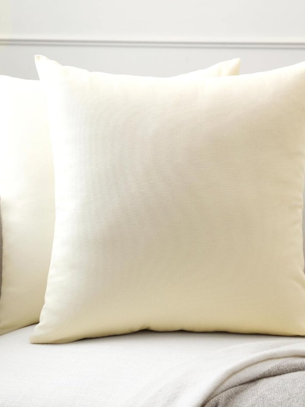 Throw Pillow Covers 12x12 in Set of 2 Natural | No Inserts | Cotton Pillow Cover